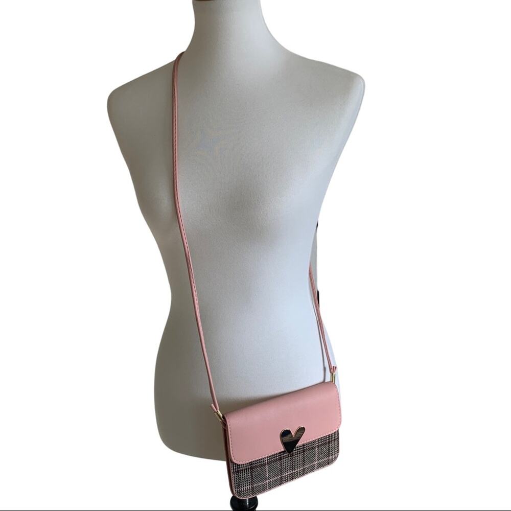 Pink Heart Mini Snap Front Crossbody Purse